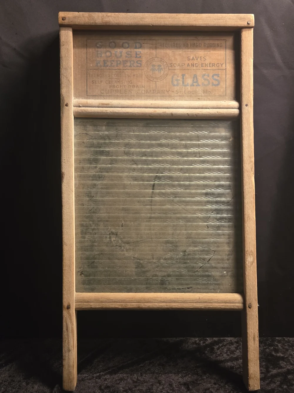 Vtg Cupples GOOD HOUSE KEEPERS Washboard WOOD & Glass St Louis